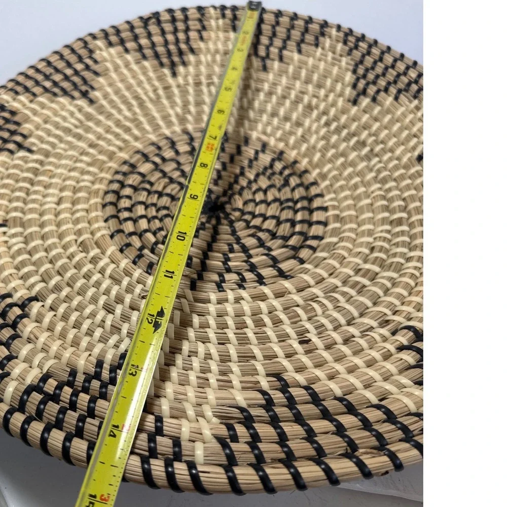 Woven Wall Basket Decor 14in Tan Black Excellent Geometric Sunburst